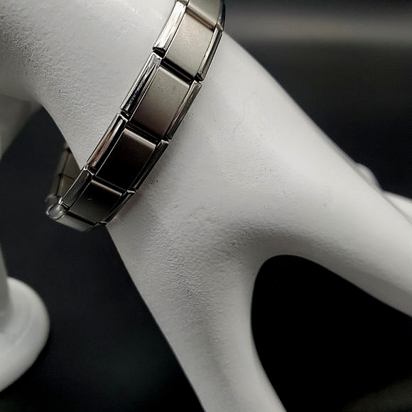 OTCuff Reflections Shiney & Matte Silver Toned Stretchy Expandable Bracelet - Picture 4 of 7